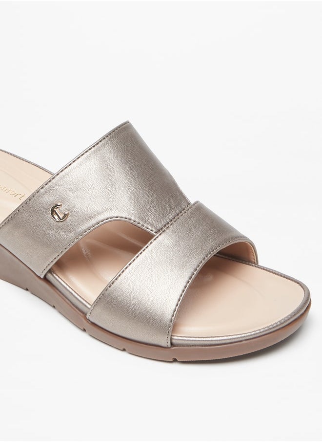 Le Confort - Women's Solid Slip-On Sandals with Wedge Heels - Image 1