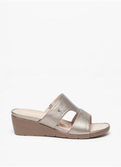 Women's Solid Slip-On Sandals with Wedge Heels