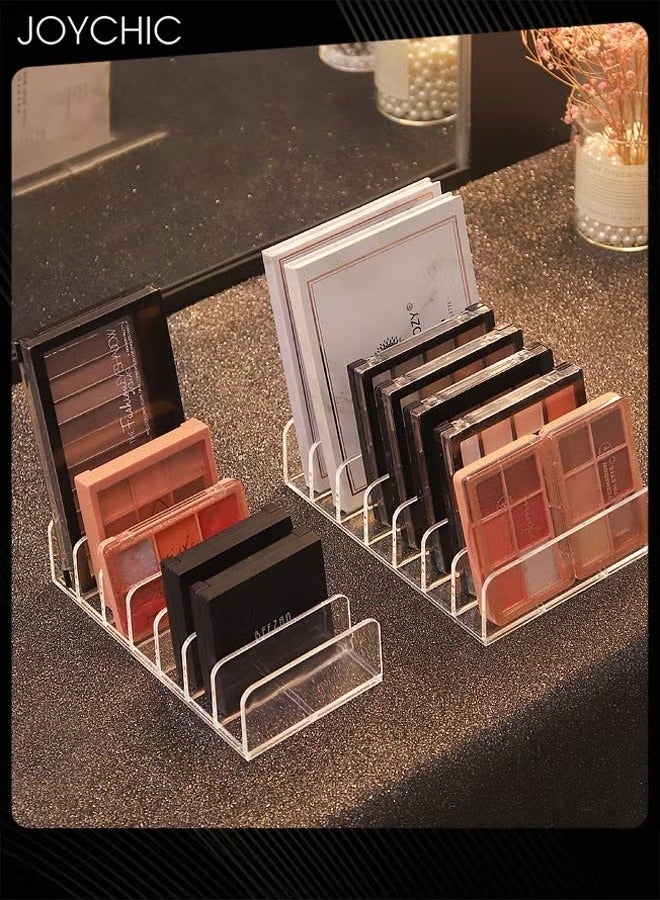 Joychic 2 Pcs Eyeshadow Palette Makeup Organizer 7-Section Divided Acrylic Makeup Cosmetic Storage Organize Holder Display Stand Rack Desktop Transparent Shelf - Image 1
