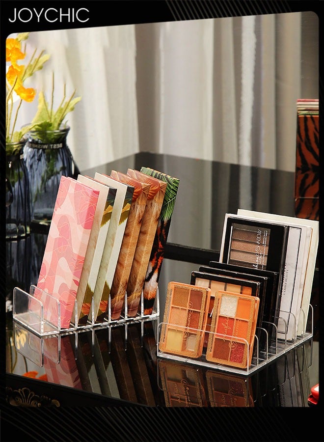 Joychic 2 Pcs Eyeshadow Palette Makeup Organizer 7-Section Divided Acrylic Makeup Cosmetic Storage Organize Holder Display Stand Rack Desktop Transparent Shelf - Image 2