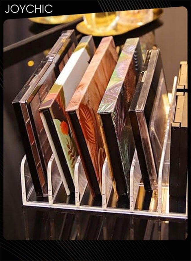 Joychic 2 Pcs Eyeshadow Palette Makeup Organizer 7-Section Divided Acrylic Makeup Cosmetic Storage Organize Holder Display Stand Rack Desktop Transparent Shelf - Image 3