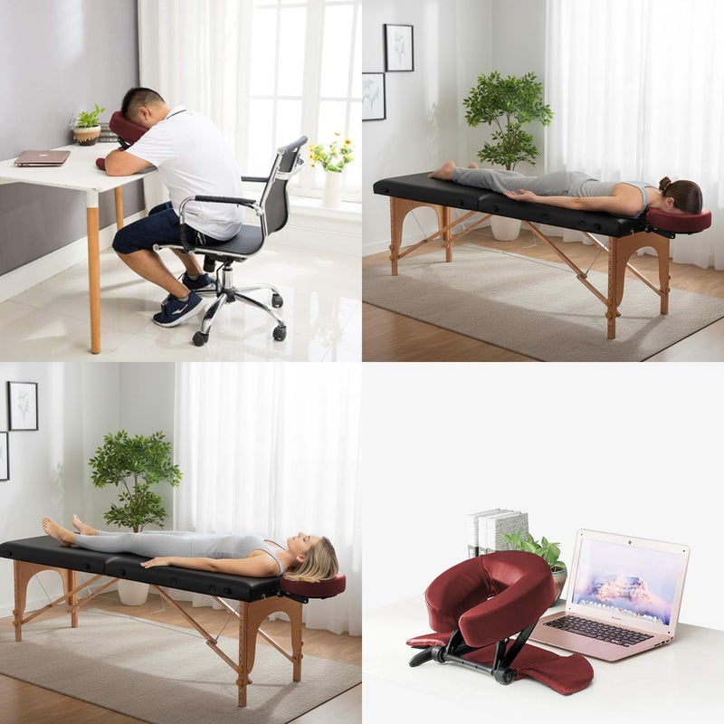 TRENDBOX Face Down Tabletop Massage Kit Adjustable Headrest Pillow - Red - Image 2