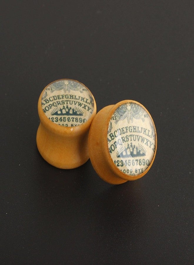 Decentraland 2 Pcs Wood Letters Ear Gauges Ear Plugs Tunnels Body Piercing Jewelry 9/16"(14mm) - Image 2