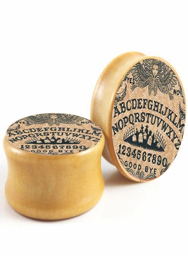 Decentraland 2 Pcs Wood Letters Ear Gauges Ear Plugs Tunnels Body Piercing Jewelry 9/16"(14mm) - Image 1