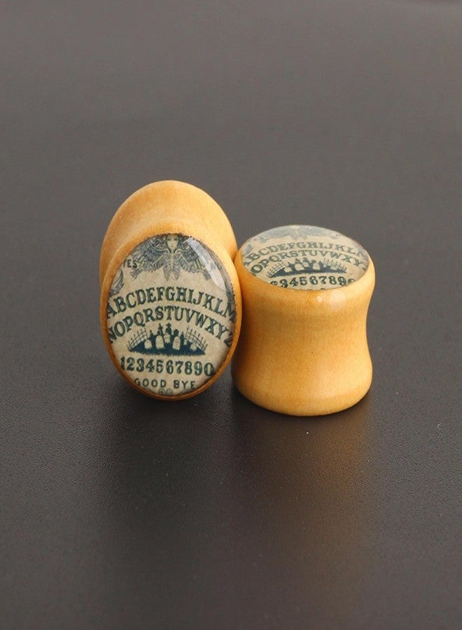 Decentraland 2 Pcs Wood Letters Ear Gauges Ear Plugs Tunnels Body Piercing Jewelry 9/16"(14mm) - Image 4