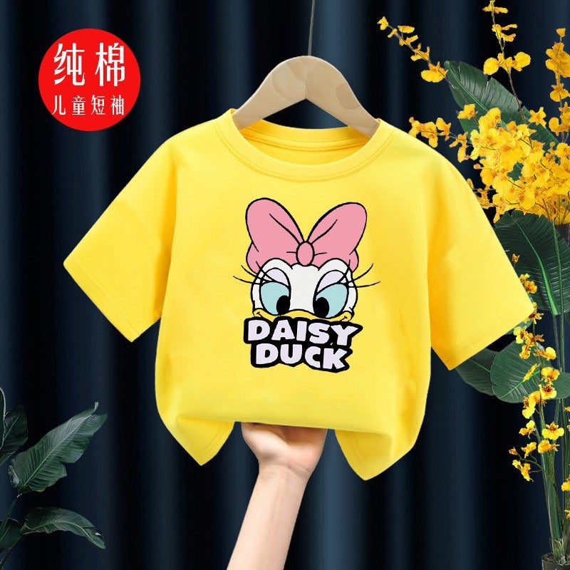 E-Commerce Children'S Wear Maggie Duck Cotton Short-Sleeved Cartoon Pattern Printed T-Shirt Casual Crewneck Top For Boys And Girls - Image 5