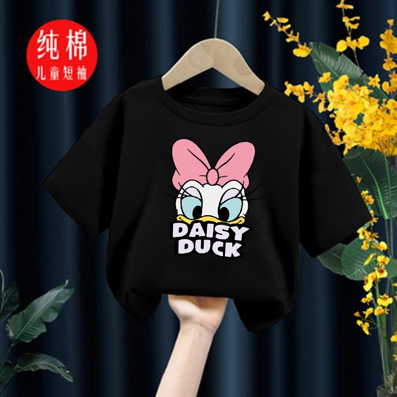E-Commerce Children'S Wear Maggie Duck Cotton Short-Sleeved Cartoon Pattern Printed T-Shirt Casual Crewneck Top For Boys And Girls - Image 3