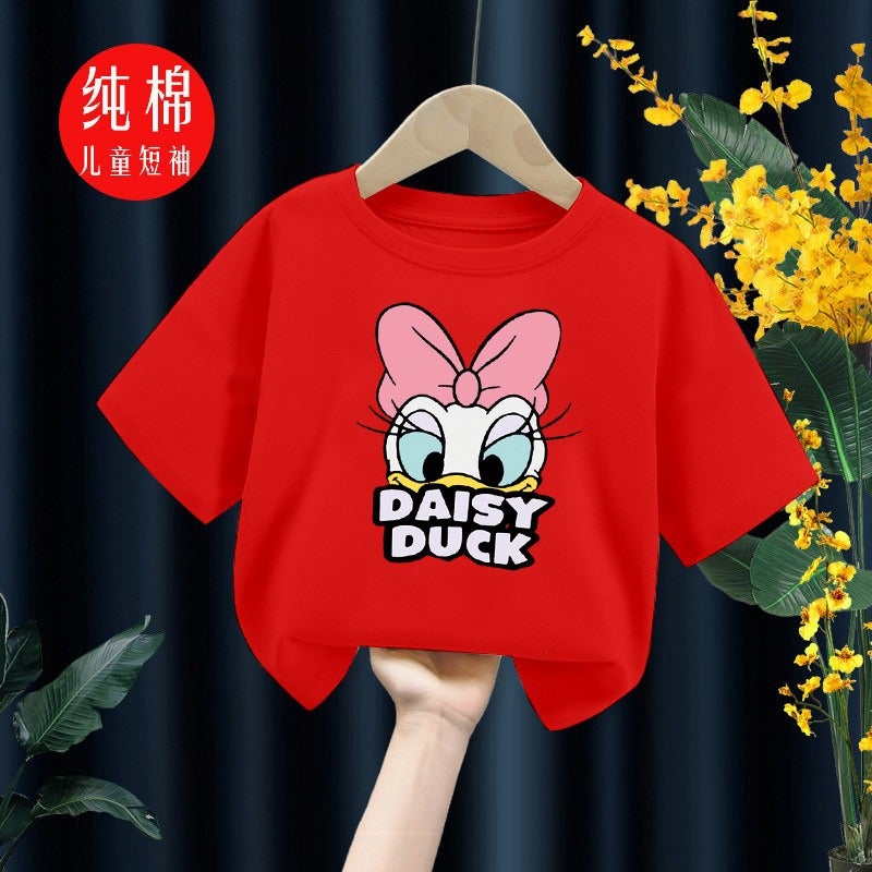 E-Commerce Children'S Wear Maggie Duck Cotton Short-Sleeved Cartoon Pattern Printed T-Shirt Casual Crewneck Top For Boys And Girls - Image 4