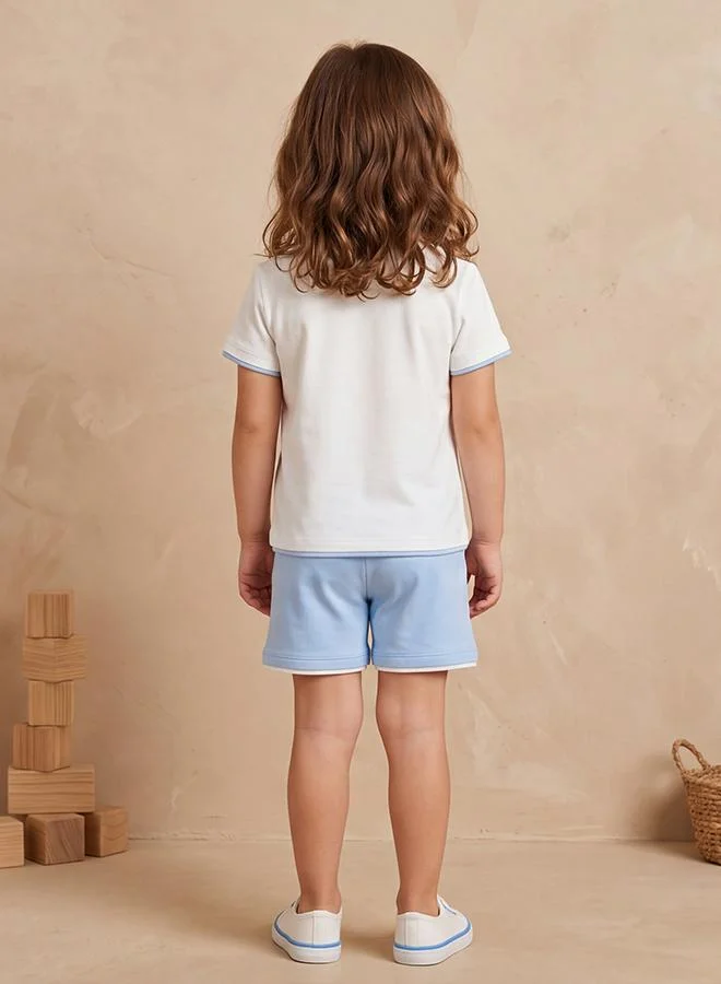 أطفال وأكثر Babies & More Newborn Boys Grey Melange Short Sleeve Short Set