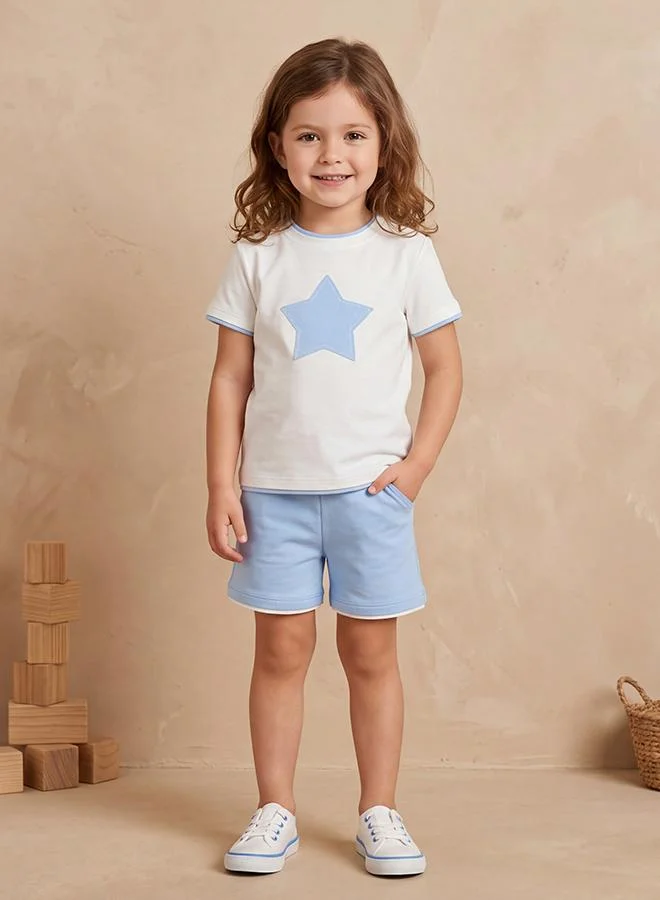 أطفال وأكثر Babies & More Newborn Boys Grey Melange Short Sleeve Short Set