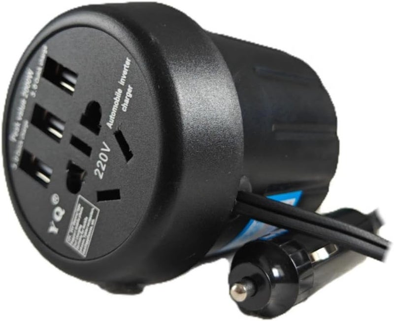150W Car Cup Power Inverter Converter 12V 24V DC to 220V AC with 3 USB Quick Charge Ports and AC Socket – Safe and Compact Car Charger - Image 1