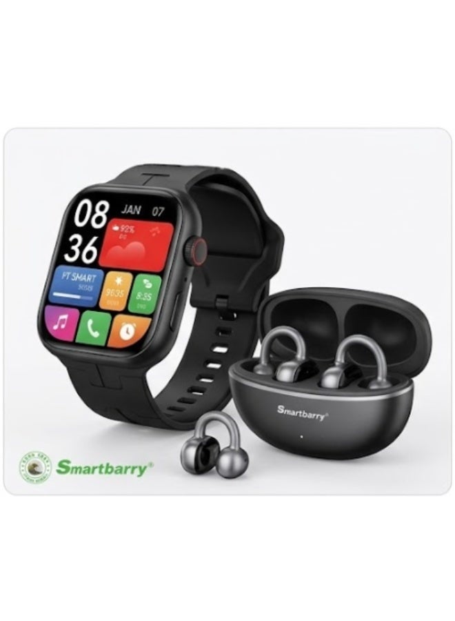 Smartbarry HU22 Smartwatch & TWS Earbuds Combo Set, Smart Watch with Wireless Bluetooth Earphones, Touchscreen Wearable & Portable Audio Set for Daily Use, Calls, Music, Fitness & Lifestyle - Image 1