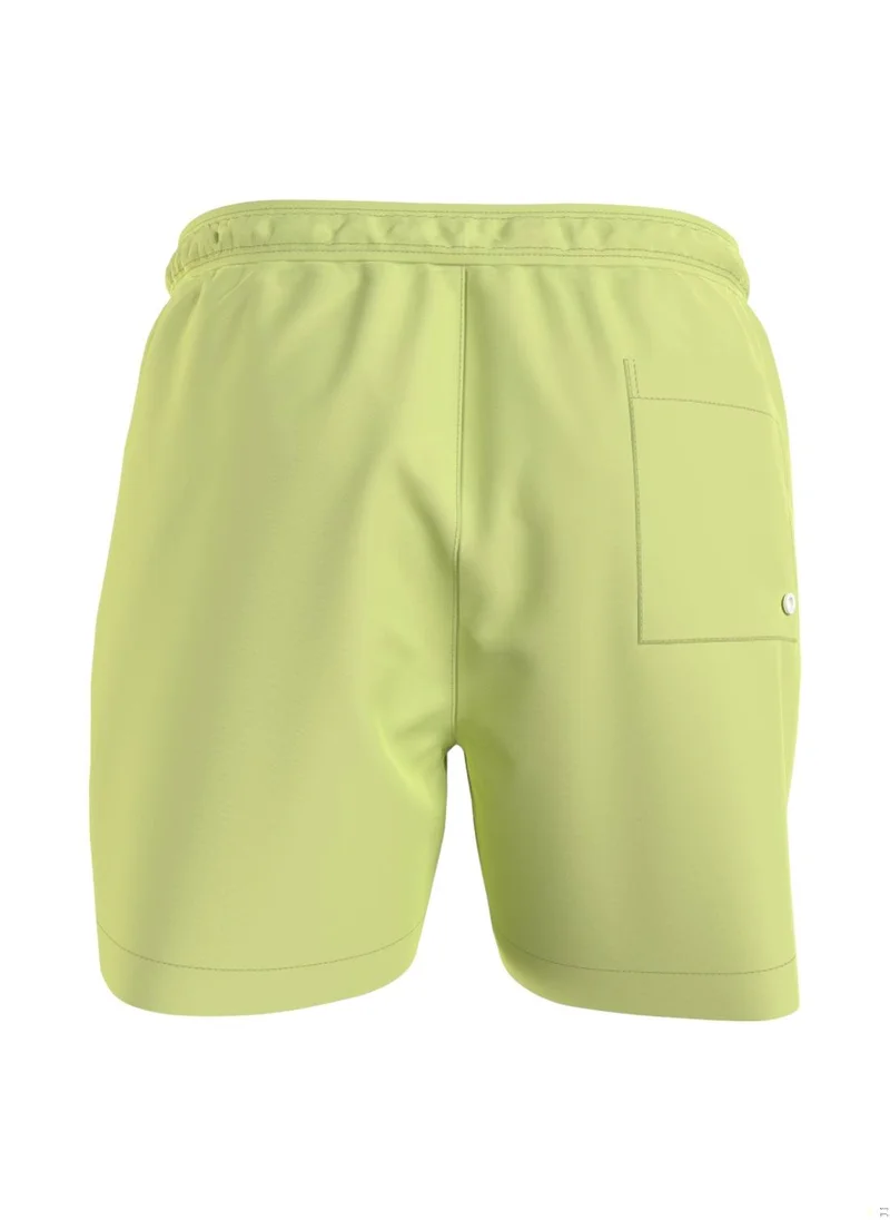 CALVIN KLEIN Men's Medium Drawstring Swim Shorts - Intense Power - Polyester, Green