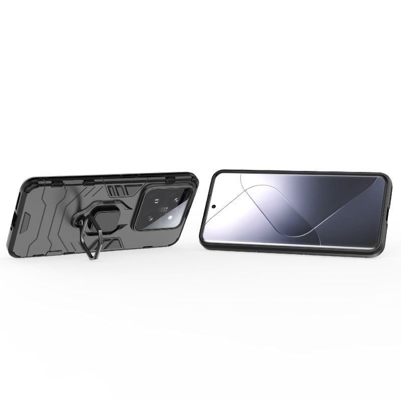 HuHa Case Cover For Xiaomi 14 Pro Shockproof PC + TPU Holder Phone Case(Black) - Image 4