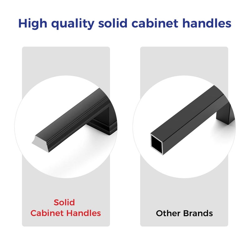 Ravinte Hardware 10 Pack Matte Black Cabinet Pulls, 5 Inch (128mm) Hole Center Zinc Alloy Drawer Handles for Kitchen Cabinets, Cupboards, Dressers, Square Solid Metal Hardware - Image 3