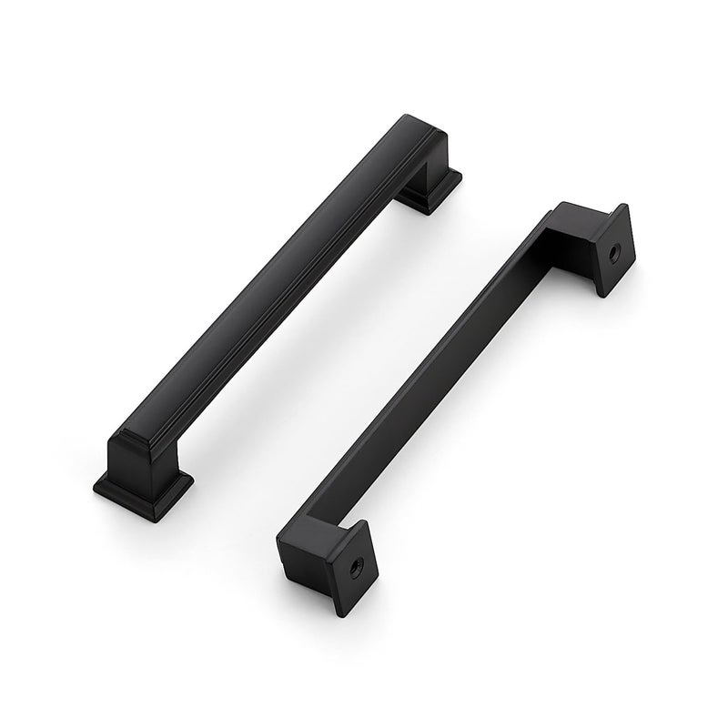 Ravinte Hardware 10 Pack Matte Black Cabinet Pulls, 5 Inch (128mm) Hole Center Zinc Alloy Drawer Handles for Kitchen Cabinets, Cupboards, Dressers, Square Solid Metal Hardware - Image 1