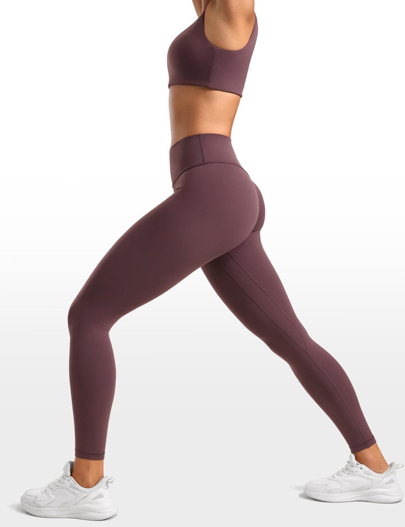 INGIA Womens High Waisted No Front Seam Lounge Yoga Legging 25" Workout Tummy Control Gym Yoga Pants Americano (Plumbrown) XX-Small - Image 4