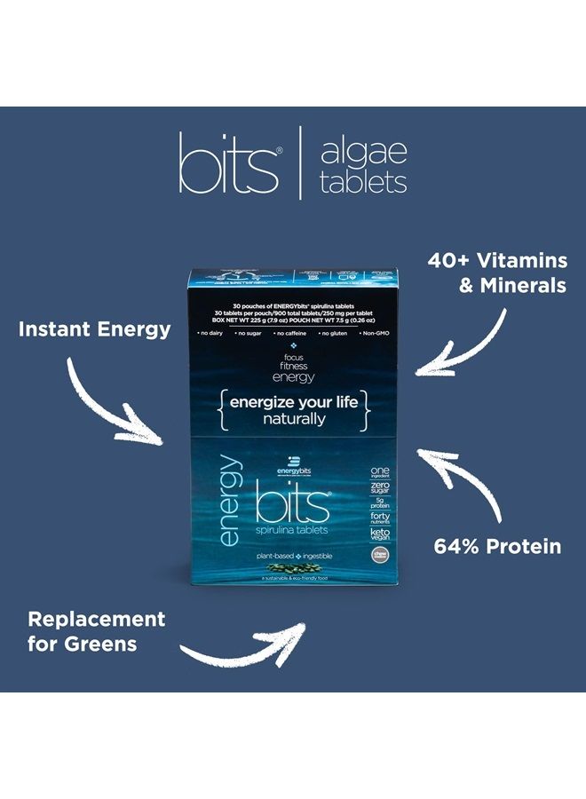 ENERGYBITS Pure Spirulina Algae Tablets, Superfood Tablets, Pure Blue Green Algae, High Protein, Chlorophyll Tablets, Non-Irradiated, for Energy Focus and Endurance, Non-GMO, 900 Tablets - Image 4