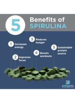 ENERGYBITS Pure Spirulina Algae Tablets, Superfood Tablets, Pure Blue Green Algae, High Protein, Chlorophyll Tablets, Non-Irradiated, for Energy Focus and Endurance, Non-GMO, 900 Tablets  - Image 3