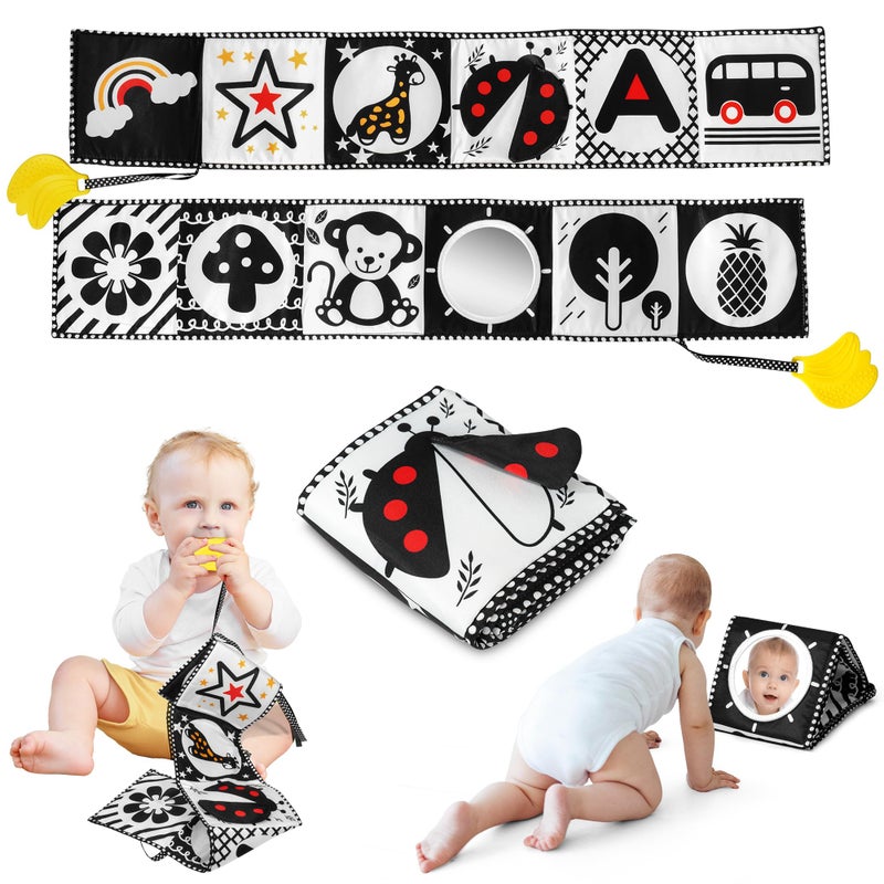 Melican Black and White High Contrast Baby Toys 06 612 Months Soft Book with Teether Newborn Infants Tummy Time Toys 03 36 Month Sensory Visual Stimulation Montessori Learning Essentials - Image 2