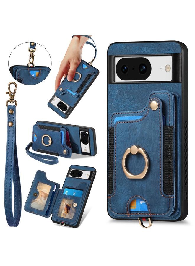 Zaboon Case For Google Pixel 8 Retro Skin-feel Ring Multi-card Wallet Phone Case - Image 1