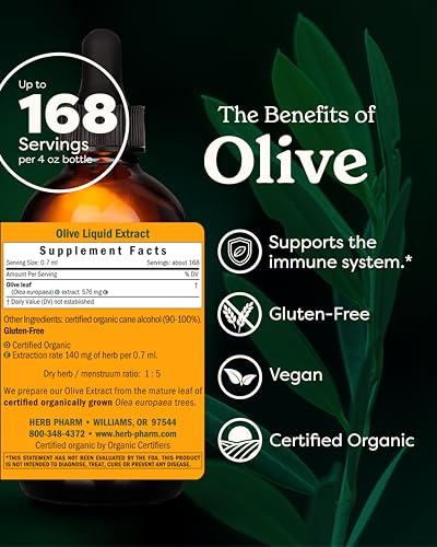 Herb Pharm Certified Organic Olive Leaf Liquid Extract for Immune System Support, 4 Fl Oz - Image 3