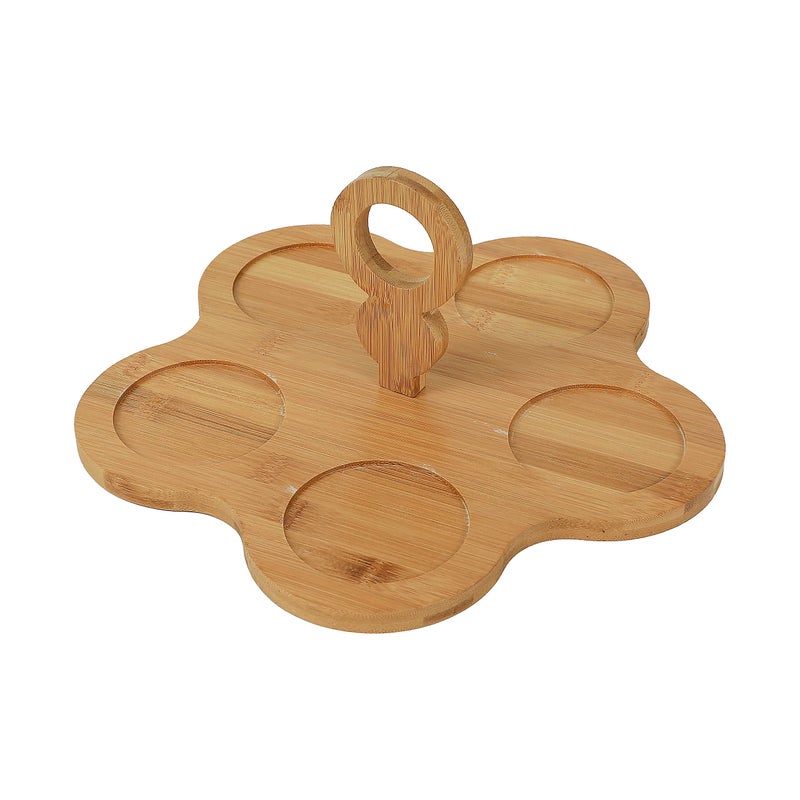 FabSeasons Ceramic Serving Tray with Glass Cloche and Wooden Tray - Set of 5 Elegant Design, Perfect for Serving Snacks, Dry Fruits, Salad, Desserts (White) - Image 4