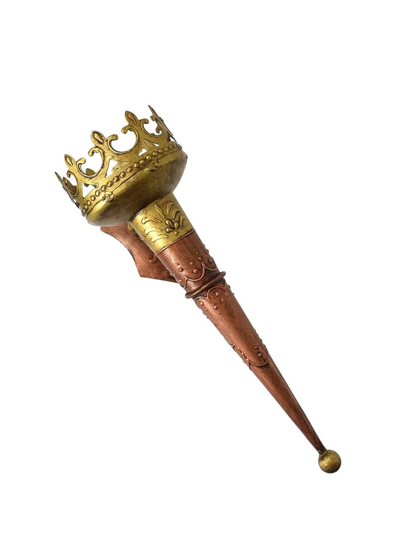 Antiques Nirmala Antiques Nirmala Olympic Torch Metal Wall Hanging Mashal Handmade Oil lamp Home Wall Decor Candle Holder Iron 1 Cup Candle Holder 15 inchMulti Color Gold Brown Pack of 1  - Image 3