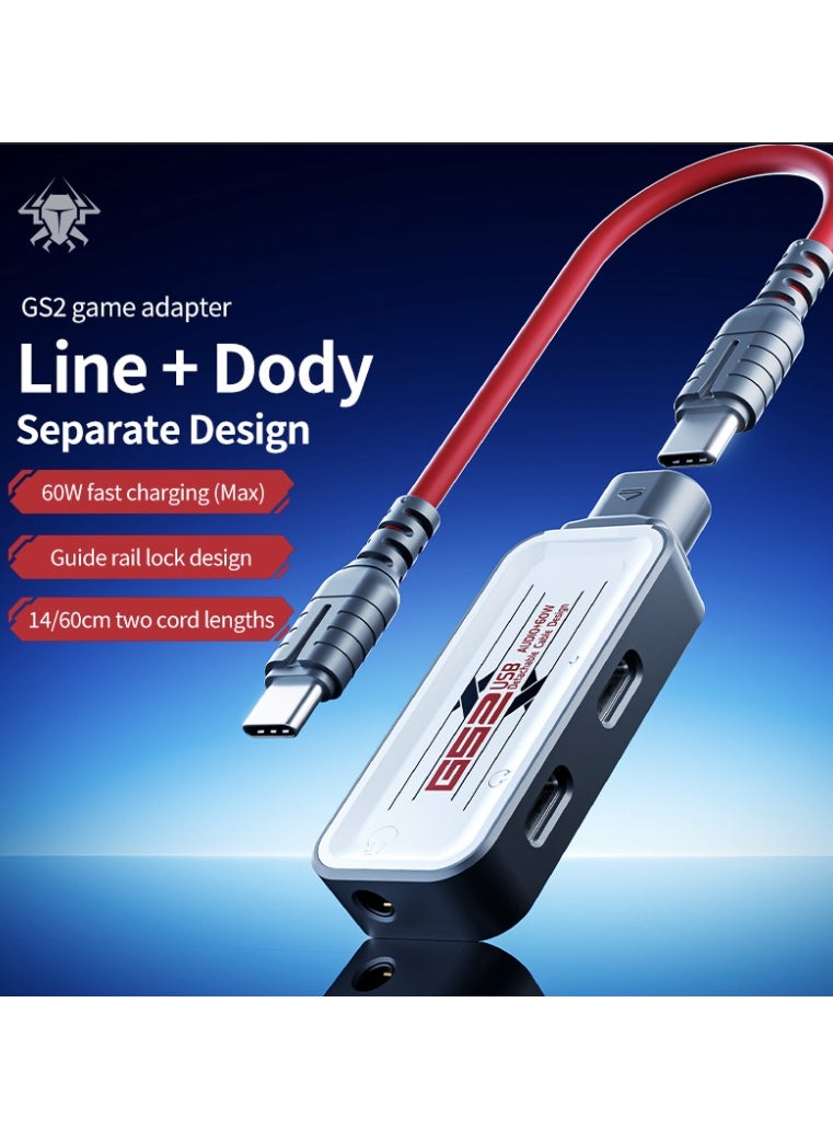 Plextone - Plextone G52 Type-C 2-Port Type-C + 3.5mm Headphone Jack (GS2) Interchangeable Cable 60W High Definition Fast Charging Adapter - Image 1