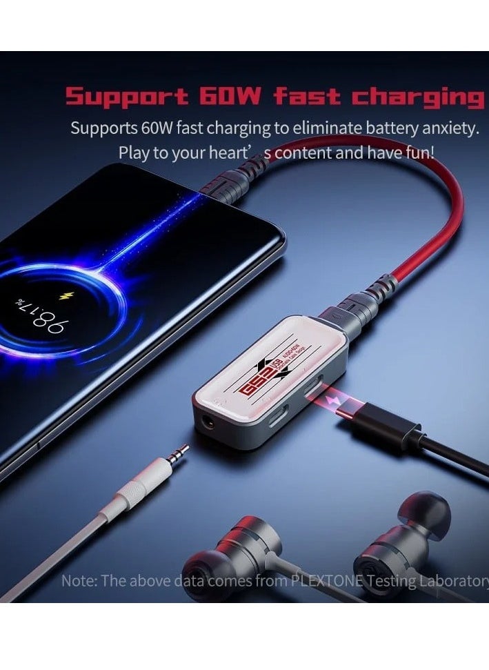 Plextone - Plextone G52 Type-C 2-Port Type-C + 3.5mm Headphone Jack (GS2) Interchangeable Cable 60W High Definition Fast Charging Adapter - Image 1