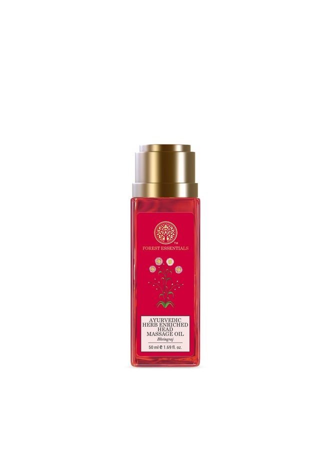 Forest Essentials Travel Size Ayurvedic Herb Enriched Head Massage Oil Bhringraj|For Dandruff&Hair Fall Control|Nourishing Oil For Healthy Hair Growth|Parabens Free|Hair Oil For Women&Men|50 Ml  - Image 1