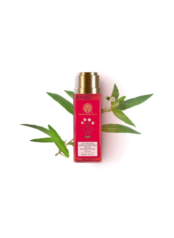 Forest Essentials Travel Size Ayurvedic Herb Enriched Head Massage Oil Bhringraj|For Dandruff&Hair Fall Control|Nourishing Oil For Healthy Hair Growth|Parabens Free|Hair Oil For Women&Men|50 Ml  - Image 2