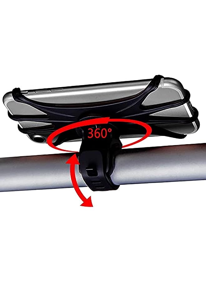 PROMASS 360° Rotation Silicone Steady Stand Grip Flexible Universal Scooter Rod Mounting Mobile Holder (Black, Size Between 4in - 6in)  - Image 1