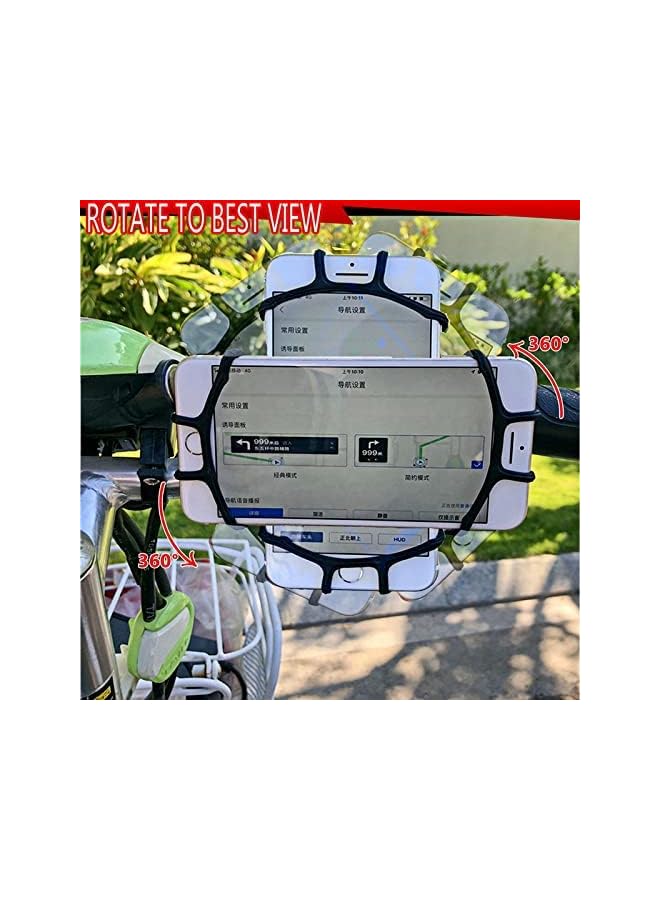 PROMASS 360° Rotation Silicone Steady Stand Grip Flexible Universal Scooter Rod Mounting Mobile Holder (Black, Size Between 4in - 6in)  - Image 4