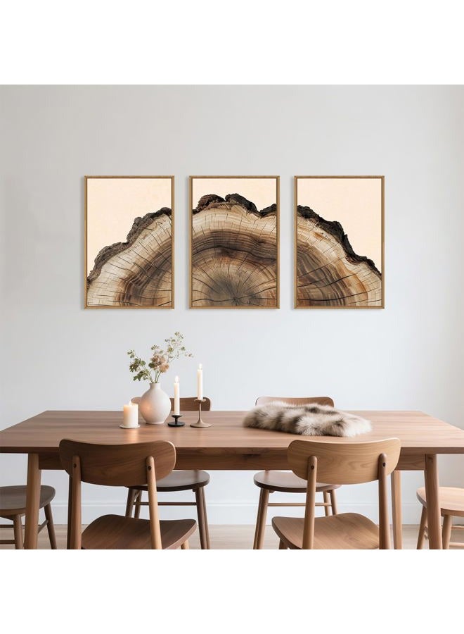 KAIRNE Framed Tree Ring Wall Art Set, Retro Wood Stump Wall Decor, Tree Spiral Wall Painting, Modern Nature Canvas Art Prints for Living Room, Bedroom, Dinning Room, Farmhouse - Large 24"x36"x3 - Image 4
