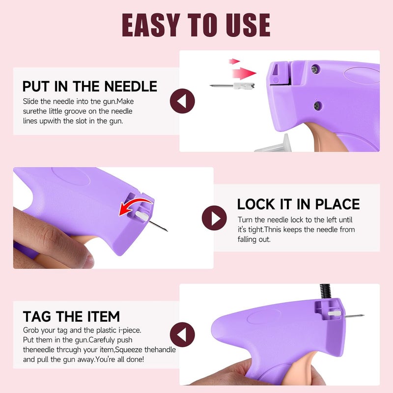 KEEUH Sewing Gun Tag Stitch Gun for Clothes - Purple/Pink Color Versatile Stitching Gun for Hemming Pants Repairing Seams and More - Image 2