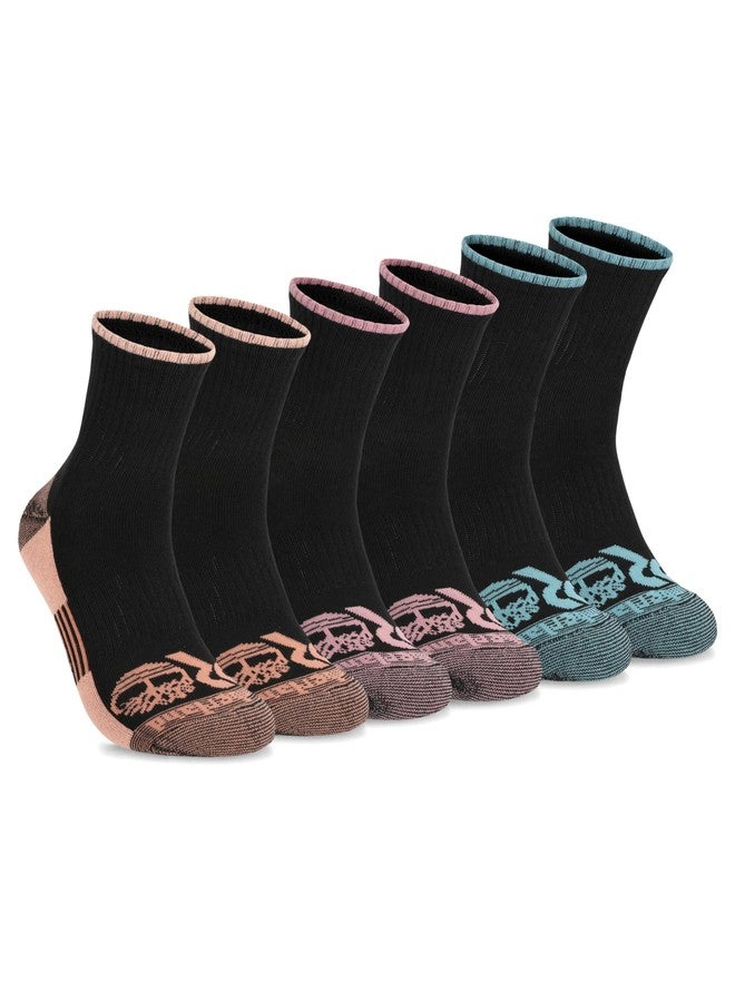 Timberland PRO Work Quarter Socks for Women, Sorbtek Moisture Control Performance Womens Socks, Arch Support, Cushioned Footbed (Size 7-12; Multiple Colors; 6 Pairs) - Image 1