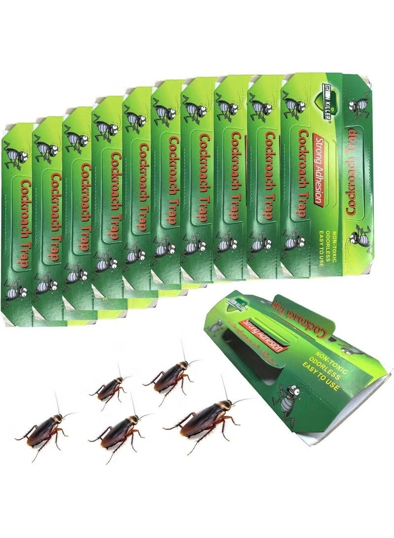 green killer مصيدة صراصير منزلية داخلية غير سامة لاصقة للصراصير والنمل والعناكب والحشرات والخنافس والصراصير الليلية (عبوة من 10 قطع) - Image 2