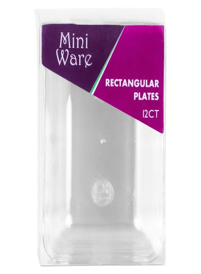 Blue Sky MiniWare Clear Disposable Rectangular Plates - 3x2 inches (Pack of 12) Premium Plastic | Perfect for Parties, Appetizers & Desserts - Image 2