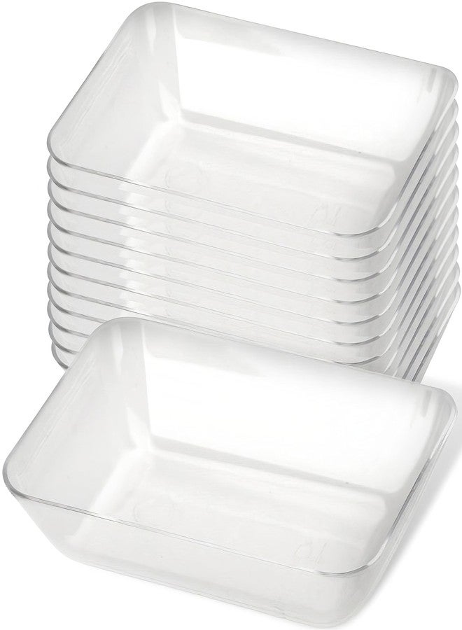 Blue Sky MiniWare Clear Disposable Rectangular Plates - 3x2 inches (Pack of 12) Premium Plastic | Perfect for Parties, Appetizers & Desserts - Image 1