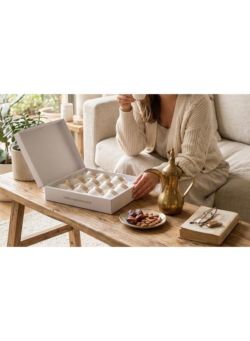 AKDC Cv Ceramic 12 Pcs Cawa Cup White With Gold 100Ml - Image 2