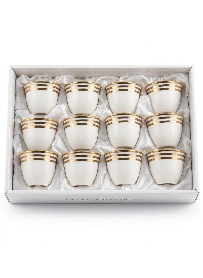 AKDC Cv Ceramic 12 Pcs Cawa Cup White With Gold 100Ml - Image 1