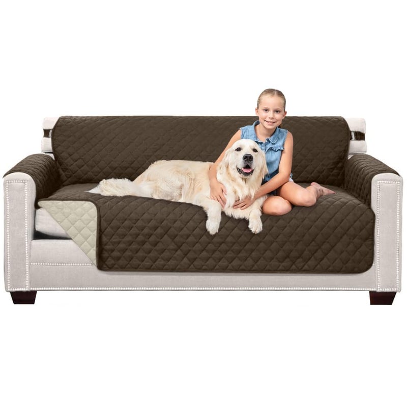 Sofa Shield حماية الأثاث القابلة للعكس من صوفا شيلد مع حزام مرن بني فاتح - Image 1