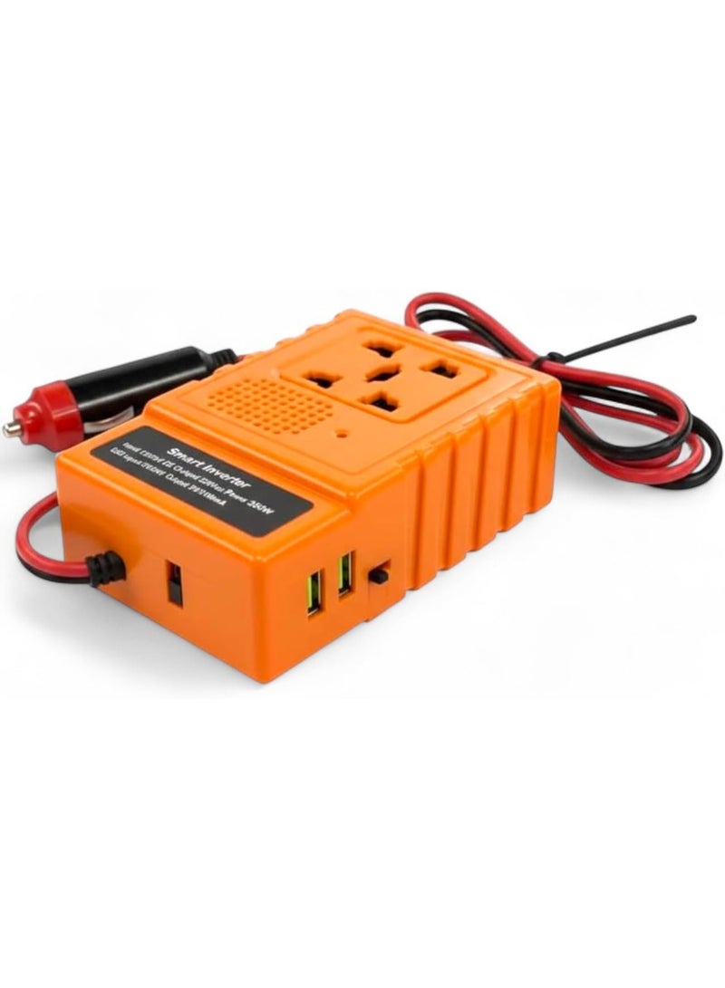 350W Smart Car Power Inverter – 12V to 220V Portable Power Adapter with 2 Power Socket Outlets & 2 USB Ports 3.1A Fast Charging – Car Power Adapter for Travel, Trip and Mobile Devices - Image 1