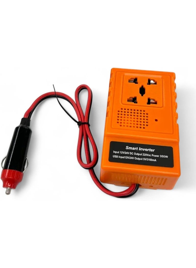 350W Smart Car Power Inverter – 12V to 220V Portable Power Adapter with 2 Power Socket Outlets & 2 USB Ports 3.1A Fast Charging – Car Power Adapter for Travel, Trip and Mobile Devices - Image 5