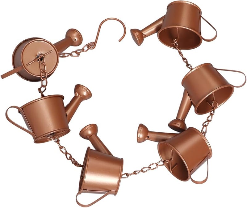 سلسلة مطرية من إبريق حديدي بطول 90 سم، نظام تصريف زخرفي لحديقة وفناء وسقف - Image 5