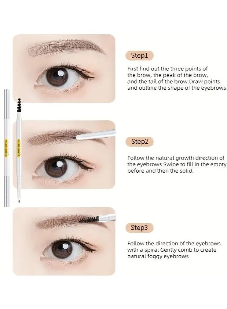 BOBEINI Waterproof Eyebrow Pencil With Spiral Brush, Sweat-Resistant Long-Lasting Makeup Tool, Natural 3D Eyebrow Shape, Easy For Beginners coffee color 03 - Image 3