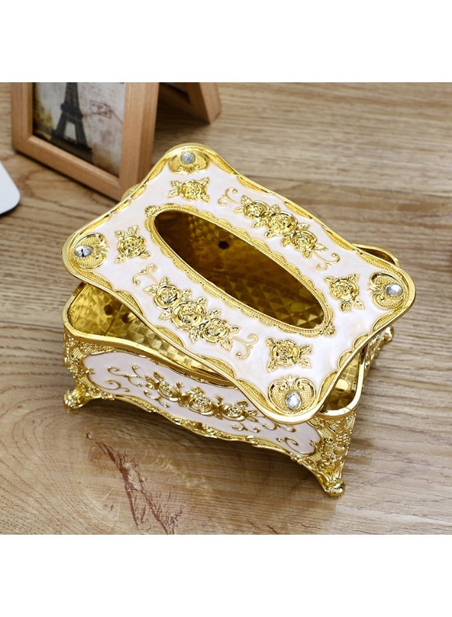 18 * 12 * 9CM المنزلية الفاخرة الذهب حافة المناديل ، صناديق الأنسجة ، صناديق الدرج الورقي ، صناديق الدرج البلاستيكية الاكريليك المبتكرة سطح المكتب - Image 3