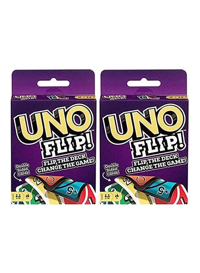 2 Pieces Mattel Games UNO FLIP! Family Classic Card With 112 Portable Cards For Party and Traveling for Kids - Image 1