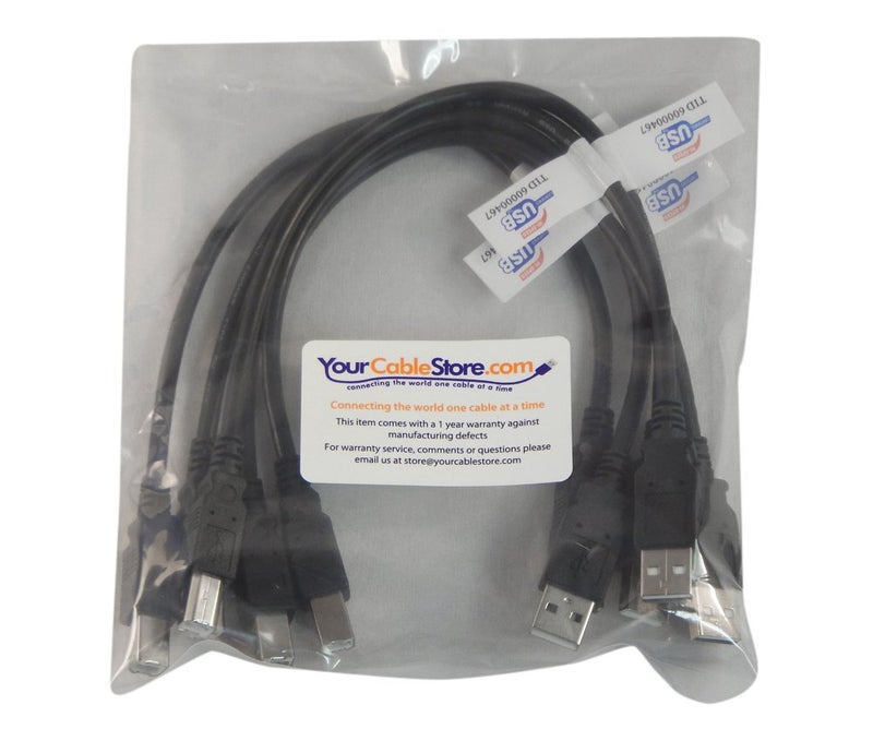 Your Cable Store 5 Pack of Your Cable Store Black 1 Foot USB 2.0 Male A to Male B Printer/Scanner Cables - Image 2